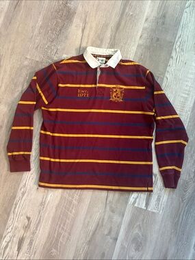 Vintage Walt Disney World Striped Barbarian Rugby Polo Size Large